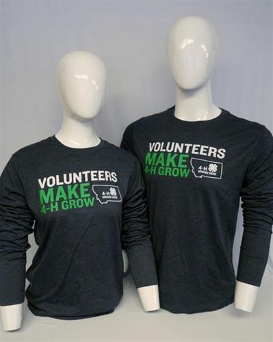 MOntna 4-H volunteer tshirt that reads volunteers make 4-H grow. 